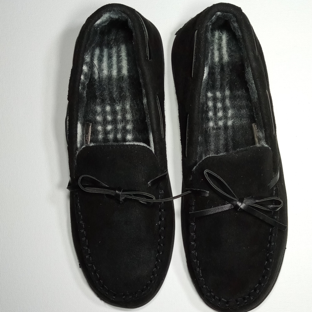 Gold Toe Men's Carter Faux Suede Slip On Moccasin Black Slippers Sz Medium (8-9) - Picture 7 of 8